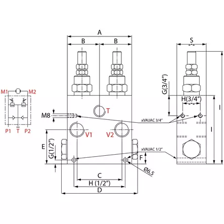 KAKSOISPAINEENRAJOITUSVENTTIILI 1/2 70L 80-300BAR - Hydrauliikkaventtiilit - H80508-300 - 2