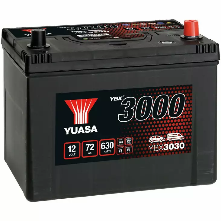 AKKU YUASA 72AH -+ 260X174X225 - 12V akut - YBX3030 - 1