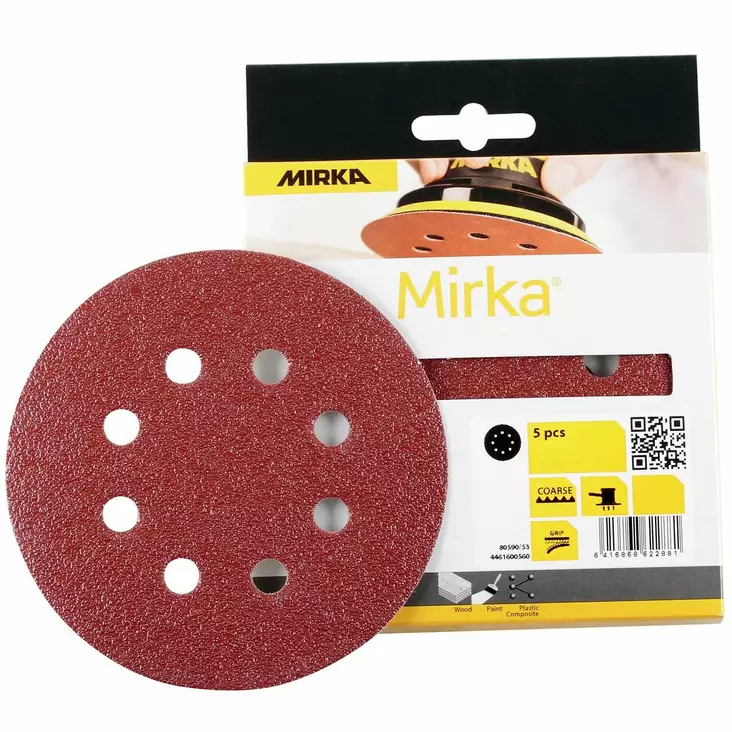 HIOMAPYÖRÖ 125MM 8R P40 PUNAINEN 5KPL - Hiomapaperit - MIR130 - 1