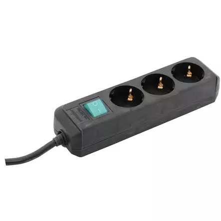 JATKOJOHTO 3-OS 1,5M MUSTA KYTKIMELLÄ - Johdot ja kaapelit - BR002 - 1