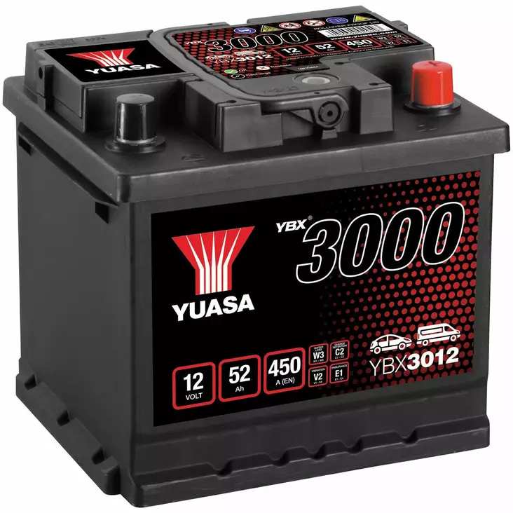 AKKU YUASA 52AH -+ 207X175X190 - 12V akut - YBX3012 - 1