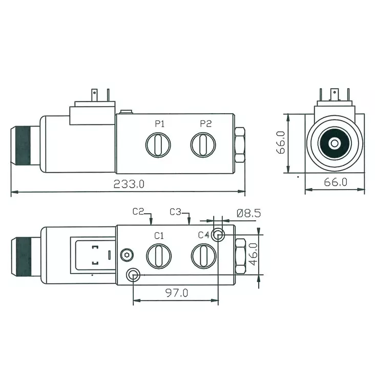 TUPLAAJAVENTTIILI 6/2 3/4 12V 350BAR - Hydrauliikkaventtiilit - E623435012 - 1