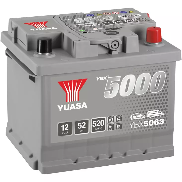 AKKU YUASA 52AH -+ 207X175X175 - 12V akut - YBX5063 - 1