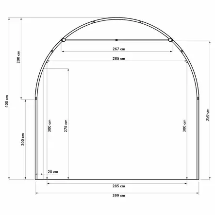 AUTOTALLI 4X10M 450G/M2 PVC KUPOLIMALLI HARMAA - Pressut - XK6264 - 2