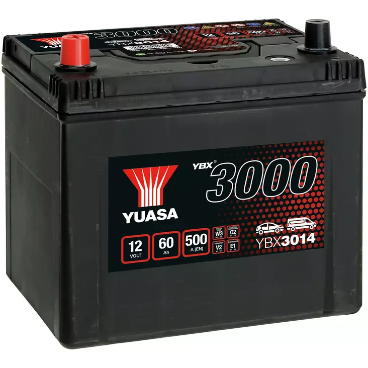 AKKU YUASA 60AH +- 232X173X225 - 12V akut - YBX3014 - 1