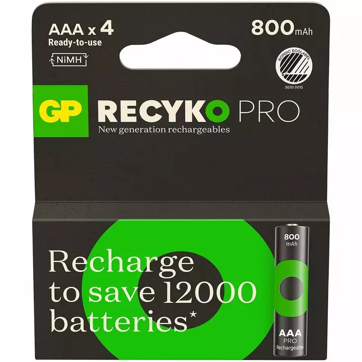 LADATTAVA PARISTO 1,2V AAA 800MAH RECYKO PRO 4KPL - Paristot - GP201244 - 1