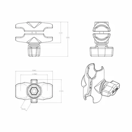 VARSI B LYHYT 60MM - Ram mounts telineet - RAMB25 - 2