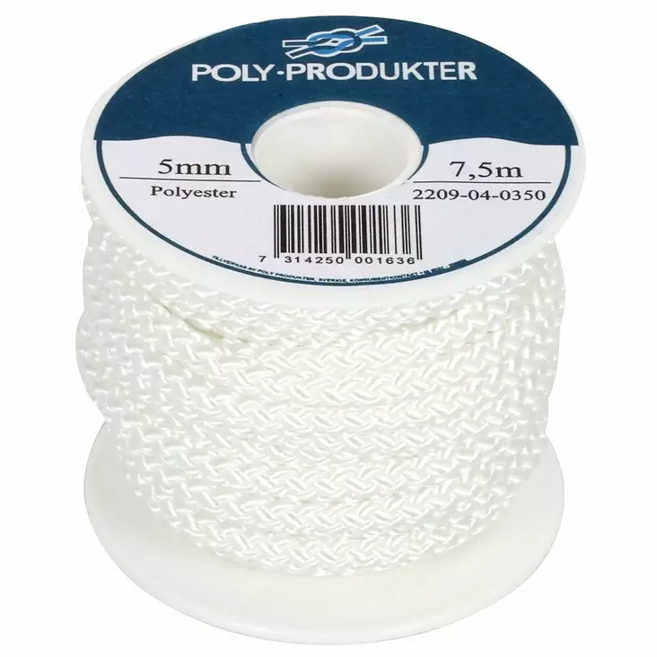 KÖYSI POLYESTERI 5,0MM 7,5M VALKOINEN 520KG - Köydet ja narut - TKB3105 - 1