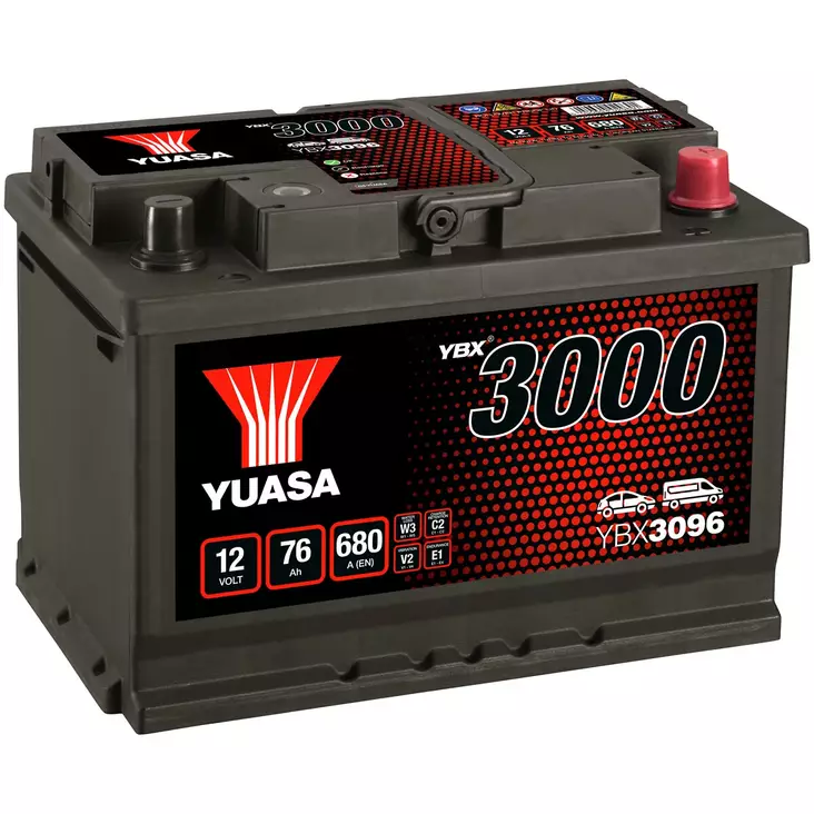 AKKU YUASA 76AH -+ 278X175X190 - 12V akut - YBX3096 - 1