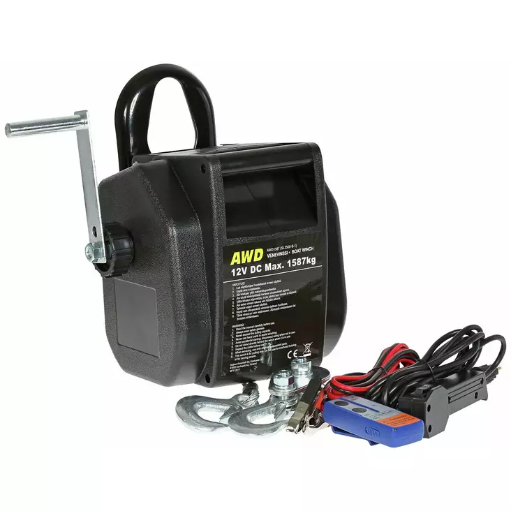 VENEVINSSI 12V / 350W 1587KG KAUKO-OHJAIN - Vinssit, sähkö - AWD1587 - 1