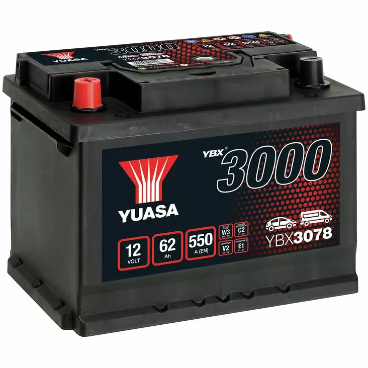 AKKU YUASA 62AH +- 243X175X190 - 12V akut - YBX3078 - 1