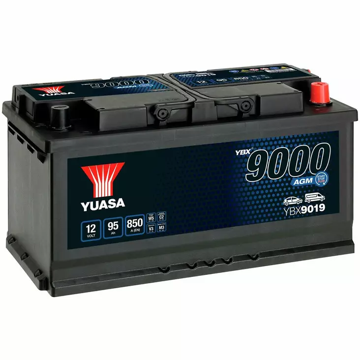 AKKU YUASA 95AH AGM -+ 353X175X190 - 12V akut - YBX9019 - 1