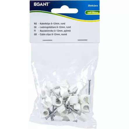 NAULAKIINNIKE 8-12MM VALKOINEN 25KPL - Suojaputket ja kiinnikkeet - AM0010A - 2