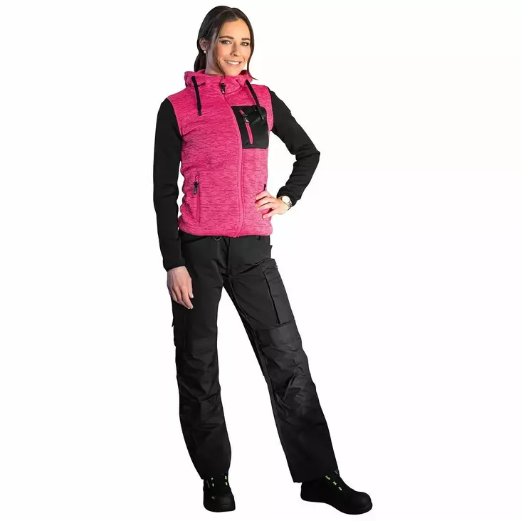 FLEECE NEULETAKKI ISABEL NAISTEN PINKKI/MUSTA - Patron Työtakit - PAT568N - 1