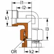 SUUNNATTAVA KULMALIITIN 30MM ESIASENNETTU - Hydrauliikkaliittimet - DIN20330DKOS - 2
